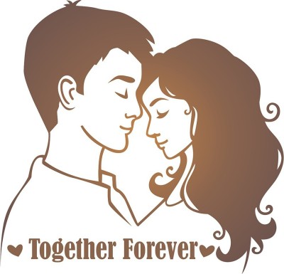 LANSTICK 106.68 cm GIRL AND BOY TOGETHER FOREVER STICKER Self Adhesive Sticker(Pack of 1)