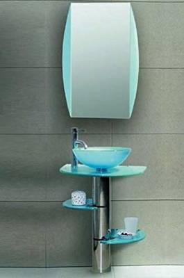 Arvind sanitary (203) Sky Blue Glass Wash Basin Full Set Wall Hung Basin