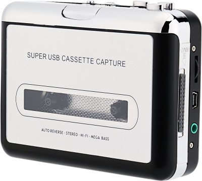 microware USB Retro Cube Cassette/Tape Converter with PC, Laptop Convert Cassette to Mp3 Portable Cassette-To-MP3 Transfer Cassette Walkman Player with Battery Case Color Silver Grey MP3 Player(Grey, 0 Display)