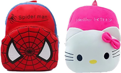 AMANVANI BM-Latch_combo of 2 pink hello kitty, red spiderman_1222 12 L Backpack(Multicolor)