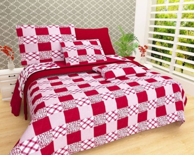 Arth Traders 150 TC Polycotton Queen Printed Flat Bedsheet(Pack of 1, Red)