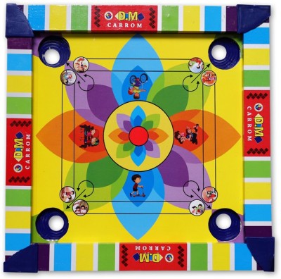 Aarvee Aaravee kids Colourful Carrom Board With Ludo 2 In 1 Board for Indoor Game (Multicolored) Sports Wooden Round Pocket Carrom Board with Coins, Striker Medium(13.5 Inchesx14 Inches) Carrom Board Game