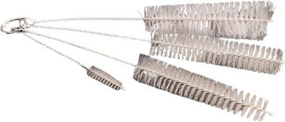 RA 8 Products Mini Tube and Straw Brushes with Tiny Bristles Small Openings Like Nozzles Straws, White -Set of 4 Pieces(Silver)