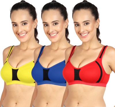 TEENY BOPPER Pro Sports Women Sports Non Padded Bra(Yellow, Blue, Red)