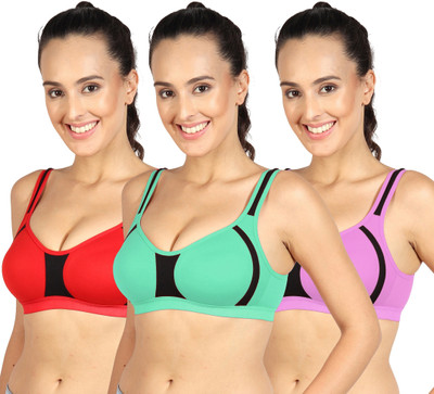TEENY BOPPER Pro Sports Women Sports Non Padded Bra(Purple, Red, Green)