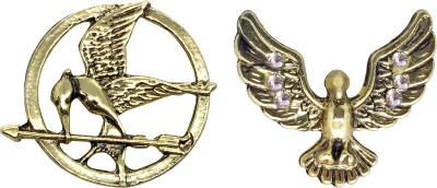 FURE Combo of Hunger Games Mockingjay Arrow & Soaring Bird Lapel Pin Brooch(Gold)