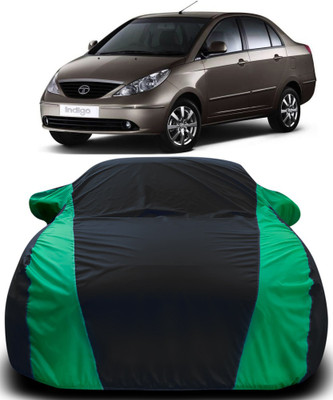 APNEK Car Cover For Tata Indigo CS (With Mirror Pockets)(Black, Green)
