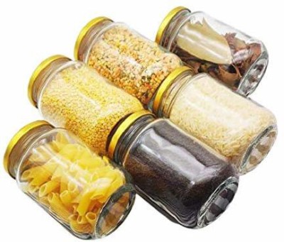 vetreo Glass Grocery Container  - 400 ml(Pack of 6, Gold)