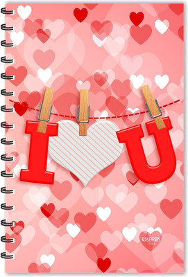 ESCAPER I love You on Clips Diary (Ruled - A5 Size - 8.5 x 5.5 inches), Love Diary, Propose Diary, Notebook A5 Diary Ruled 160 Pages(Multicolor)