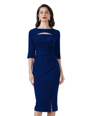 Alekya Women A-line Blue Midi/Calf Length Dress