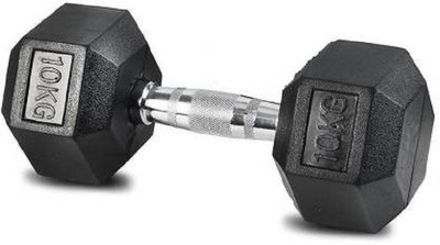 LCARNO Best Quality (10KG*1) Rubber Coated Hexagonal Single Dumbbell Fixed Weight Dumbbell(10 kg)