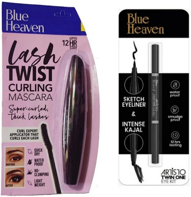 BLUE HEAVEN TWIN ONE EYE KIT ( EYELINER + KAJAL) & TWIST CURLING MASCARA(2 Items in the set)