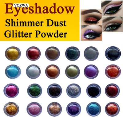 VOZWA Eye Shadow Shimmer Dust + Glitter Powder 24 Pcs 24 g(Multicolor)