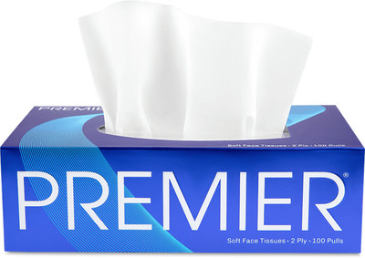 Premier FACE AND BOX TISSUE 2PLY 100 PULLS IN EACH BOX(800 Tissues)