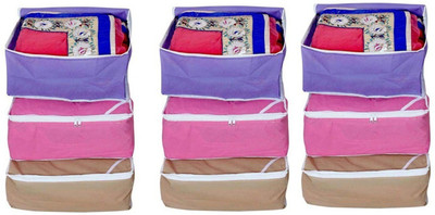 Fashion Bizz Multi Saree Cover 9 Pcs Combo Red, Brown, Purple Fashion Bizz Garment Covers