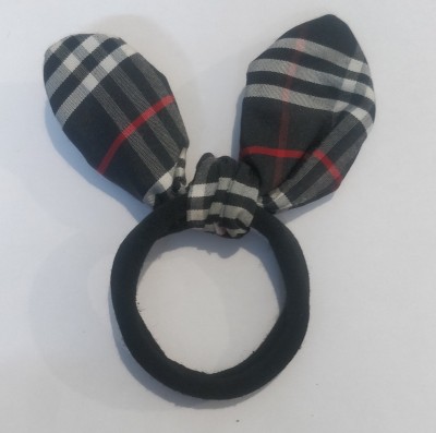 IBDA Checkered and Wired Bunny Ear , Embraced with Exquisite Urban Design (Pack of 01), Hair Bands, Hair Accessories, Handmade. Rubber Band(Black, White)