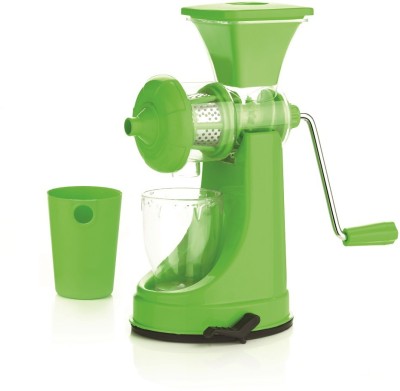 MANTAVYA Plastic Plastic Manual Fruit and Vegetable Juicer with Steel Handle and Vacuum Locking System Hand Juicer(Green)