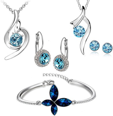 Om Jewells Alloy Rhodium Blue, Silver Jewellery Set(Pack of 1)