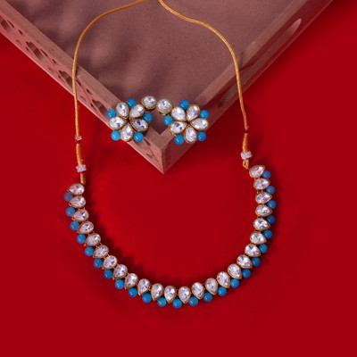 AARIKAARI Alloy Gold-plated Blue Jewellery Set(Pack of 1)
