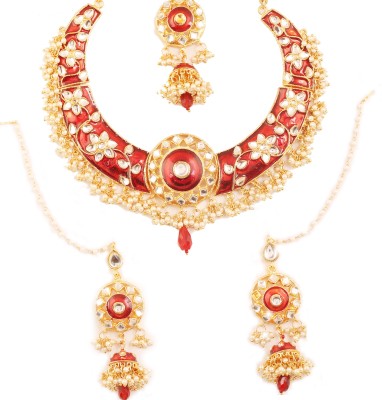 TOUCHSTONE Alloy Gold-plated Red, Gold Jewellery Set(Pack of 1)