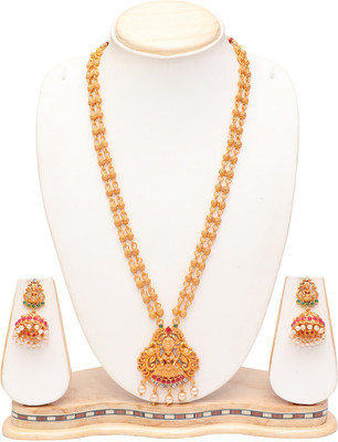 Ethnicking Brass Gold-plated Multicolor Jewellery Set(Pack of 1)