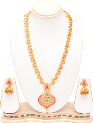Ethnicking Brass Gold-plated Multicolor Jewellery Set(Pack of 1)