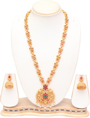 Ethnicking Brass Gold-plated Multicolor Jewellery Set(Pack of 1)