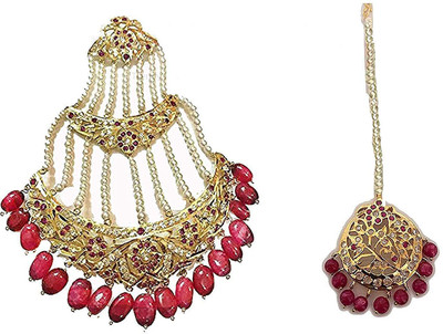 hurrio Mother of Pearl Gold-plated Ruby Red Jewellery Set(Pack of 1)
