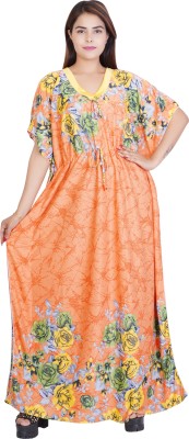 NACNO Floral Print Pure Satin Women Kaftan