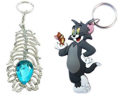 V E Combo keychains Peacock farther keychain (OMG keychain) & Tom and jerry keychain combo of 2 keyrings Key Chain