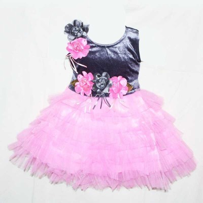 DRESS COLLECTION Baby Girls Midi/Knee Length Festive/Wedding Dress(Pink, Sleeveless)