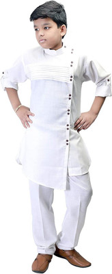 Qitty Boys Casual Kurta and Pyjama Set(White Pack of 1)