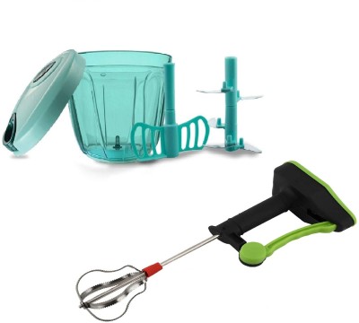 Krishiv Combo Of 1 Big Quick Vegetable Chopper and 1 Power Free Hand Blender For Egg & Cream Beater, Lassie, Butter Milk, Milk Shake, Thick Shake Mixer Maker Green, Green Kitchen Tool Set Kitchen Tool Set(Green, Green, Chopper, Blender)