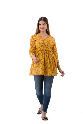 Keashri Fab Casual Floral Print Women Yellow Top