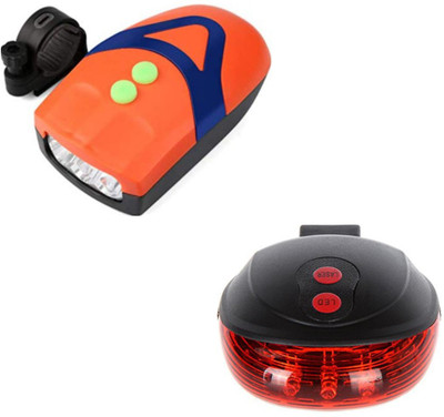 RESHNE Bicycle Combo of LED Front Rear Light, LED Front Rear Light Combo(Orange, Red)