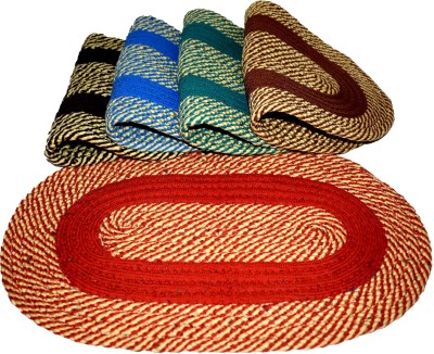 SHF Polyester Door Mat(33X53 cm set of 5 pc multicolor, Large, Pack of 5)