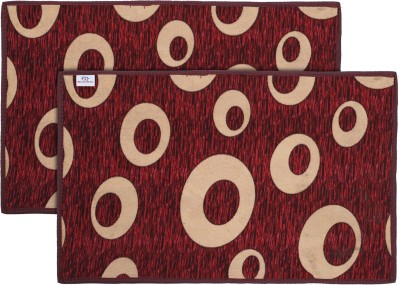 Heart Home Microfiber Door Mat(Maroon, Free, Pack of 2)