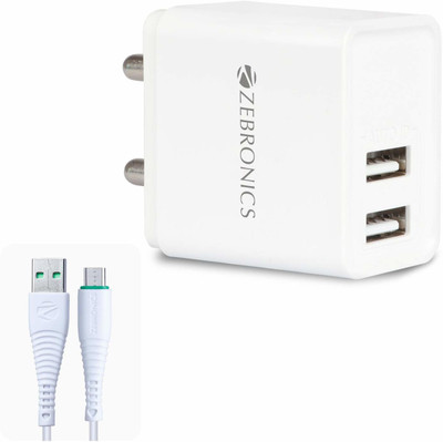 ZEBRONICS Quick Charge 2.4 A Wall Charger for Mobile with Detachable Cable(White, Cable Included)