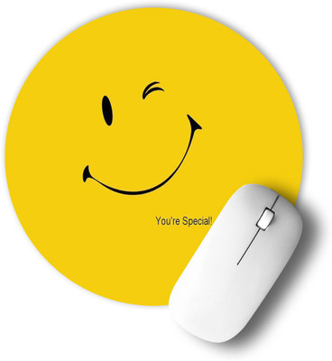 infinity interiors Printed Designer Anti Skid Round Gaming Foldable with Nonslip Base for Laptop & Desktop/Computer etc_089 Mousepad(Yellow)