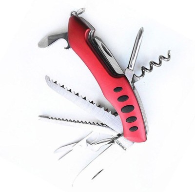 Frackson Stainless Steel Multi Functional 11 Function Multi Utility Swiss Knife Multi Purpose Knife Perfect For Travelling.(Red) 11 Multi-utility Knife(Red, Black)