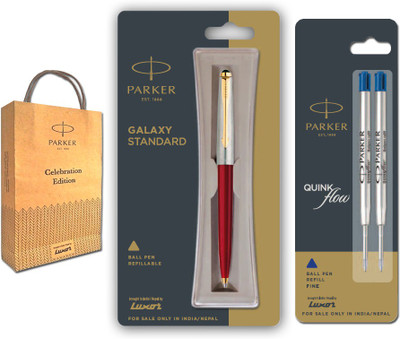 PARKER Galaxy Standard Ball Pen With Extra Two Flow Refills and Gift Bag Ball Pen(Ink Color - Blue)