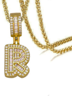ZIVOM R-Pendant Chain Gold-plated Cubic Zirconia Copper Pendant Set