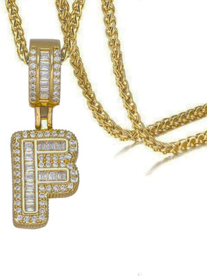 ZIVOM F-Pendant Chain Gold-plated Cubic Zirconia Copper Pendant Set