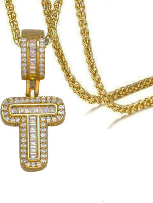 ZIVOM T-Pendant Chain Gold-plated Cubic Zirconia Copper Pendant Set