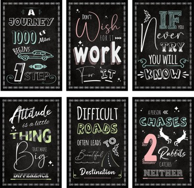 Motivational Quotes Wall Poster - Quotes Posters for Home and Office - Inspirational Quotes Posters ( Set of 6 ) Paper Print(19 inch X 13 inch, Rolled)