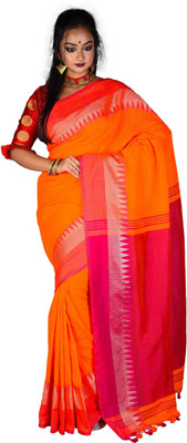 SUSHRITA BOUTIQUE Temple Border Handloom Pure Cotton Saree(Multicolor)