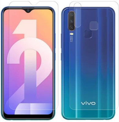 ELEF Front and Back Tempered Glass for Vivo Y12 Front Premium Tempered Glass Back 0.3mm Flexible Trink(Pack of 2)