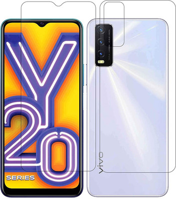 ELEF Front and Back Tempered Glass for Vivo Y20 Front Premium Tempered Glass Back 0.3mm Flexible Trink(Pack of 2)