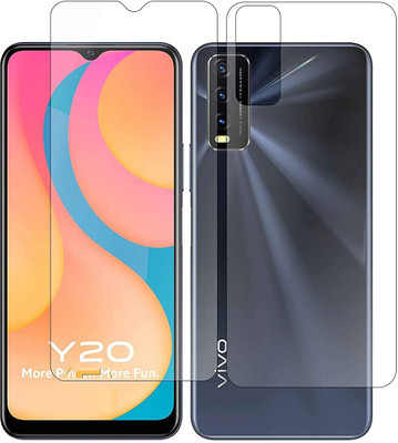 ELEF Front and Back Tempered Glass for Vivo Y20i Front Premium Tempered Glass Back 0.3mm Flexible Trink(Pack of 2)