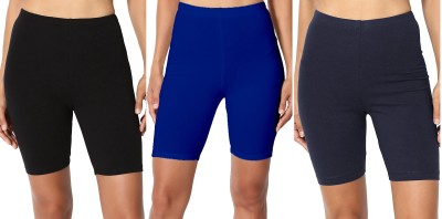 Swastik Stuffs Solid Women Black, Blue, Dark Blue Cycling Shorts, Sports Shorts